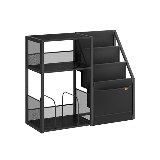 Three Tier Record Player Stand with Vinyl Storage and Side Table Shelves by Vasagle