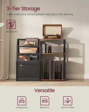 3 Tier Record Player Stand with Storage Holds Up to 140 Vinyl Albums by Vasagle
