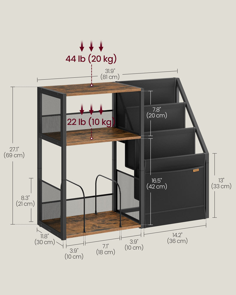 3 Tier Record Player Stand with Storage Holds Up to 140 Vinyl Albums by Vasagle