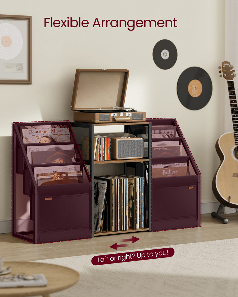 3 Tier Record Player Stand with Storage Holds Up to 140 Vinyl Albums by Vasagle