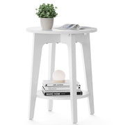 White Side Table with Lower Shelf for Living Room or Bedroom Storage by Vasagle