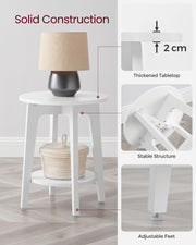 White Side Table with Lower Shelf for Living Room or Bedroom Storage by Vasagle