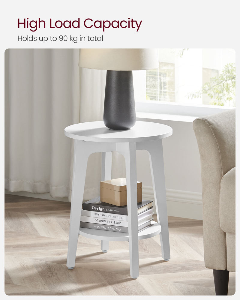 White Side Table with Lower Shelf for Living Room or Bedroom Storage by Vasagle