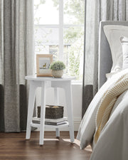 White Side Table with Lower Shelf for Living Room or Bedroom Storage by Vasagle