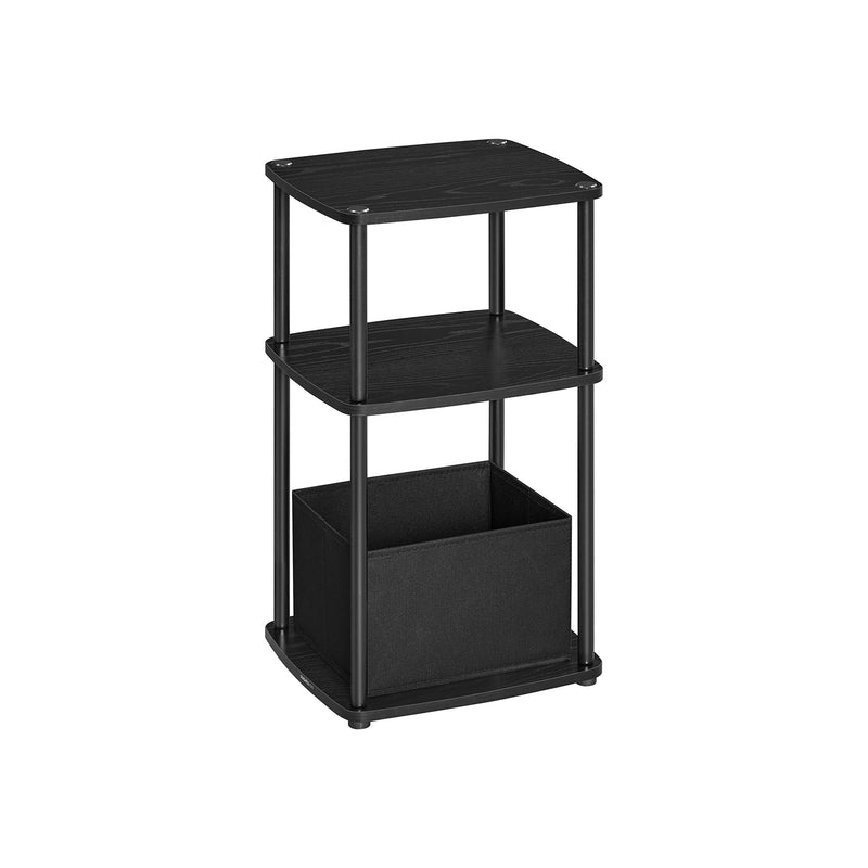 Ebony Black Modern Side Table with Three Storage Shelves for Living Room by Songmics Home