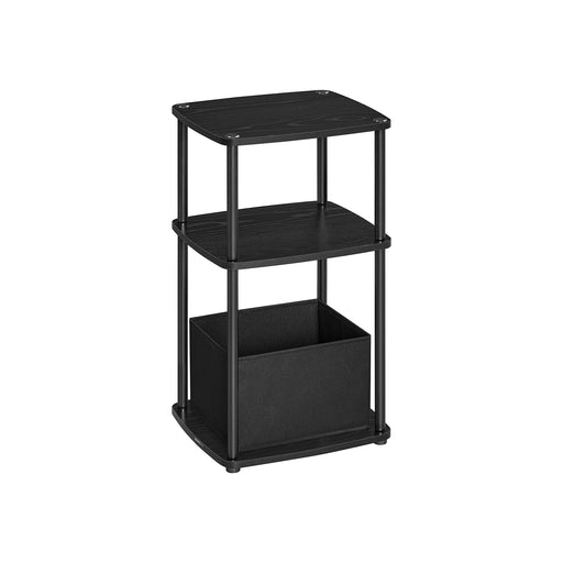 Ebony Black Modern Side Table with Three Storage Shelves for Living Room by Songmics Home