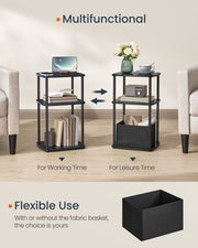 Ebony Black Modern Side Table with Three Storage Shelves for Living Room by Songmics Home