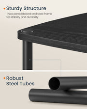 Ebony Black Modern Side Table with Three Storage Shelves for Living Room by Songmics Home