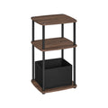 Modern Side Table with Three Storage Shelves in Ebony Walnut Finish by Songmics Home