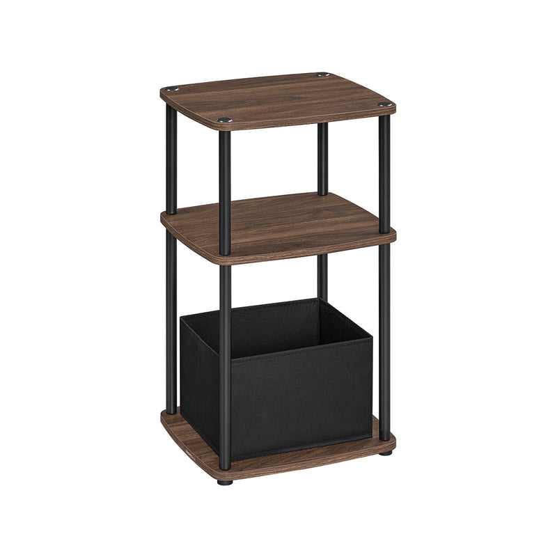 Modern Side Table with Three Storage Shelves in Ebony Walnut Finish by Songmics Home
