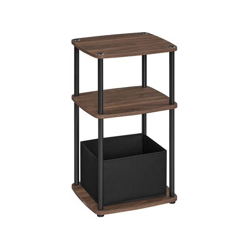 Modern Side Table with Three Storage Shelves in Ebony Walnut Finish by Songmics Home