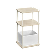 Modern Side Table with Three Storage Shelves in Natural Beige Finish by Songmics