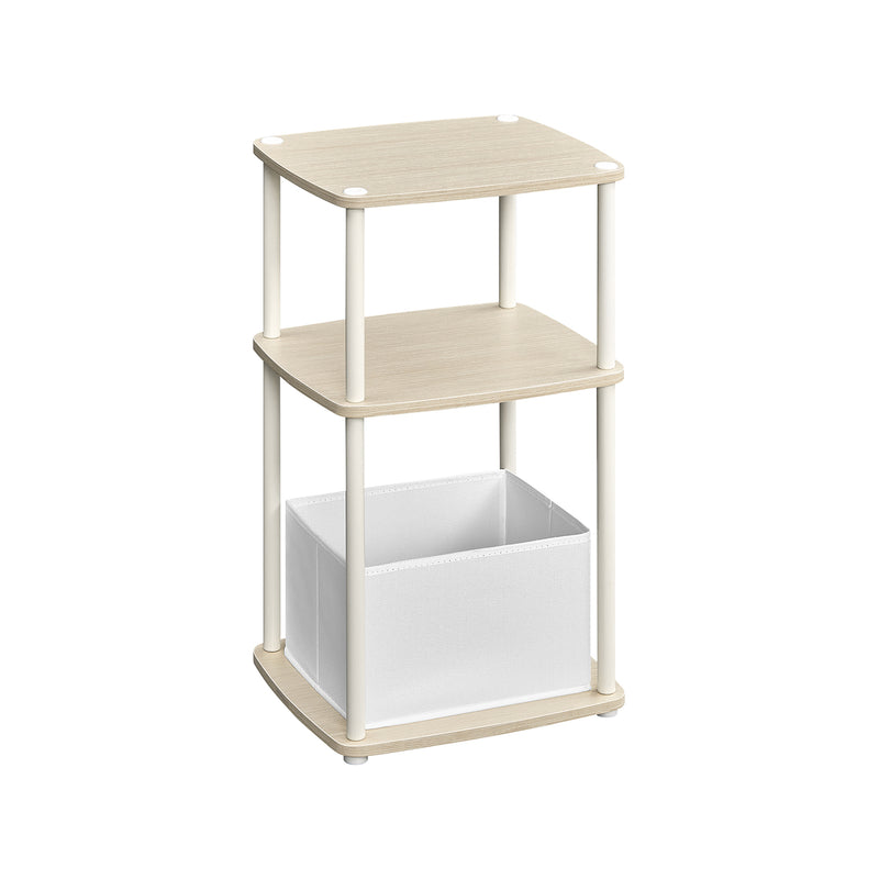 Modern Side Table with Three Storage Shelves in Natural Beige Finish by Songmics