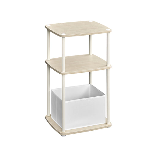 Modern Side Table with Three Storage Shelves in Natural Beige Finish by Songmics