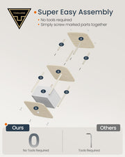 Modern Side Table with Three Storage Shelves in Natural Beige Finish by Songmics