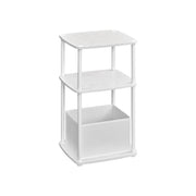 Modern White Side Table with Three Storage Shelves for Living Room or Bedroom by Songmics Home