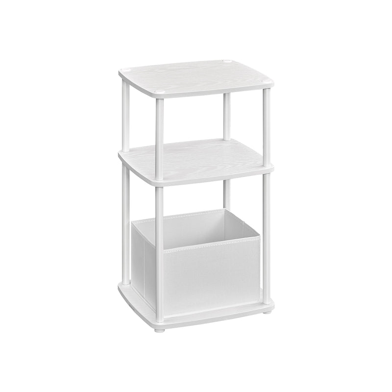 Modern White Side Table with Three Storage Shelves for Living Room or Bedroom by Songmics Home
