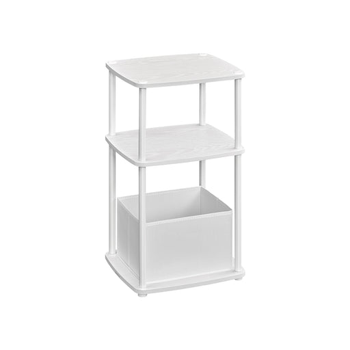 Modern White Side Table with Three Storage Shelves for Living Room or Bedroom by Songmics Home