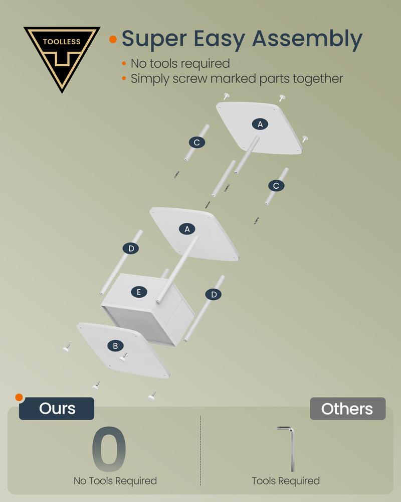 Modern White Side Table with Three Storage Shelves for Living Room or Bedroom by Songmics Home