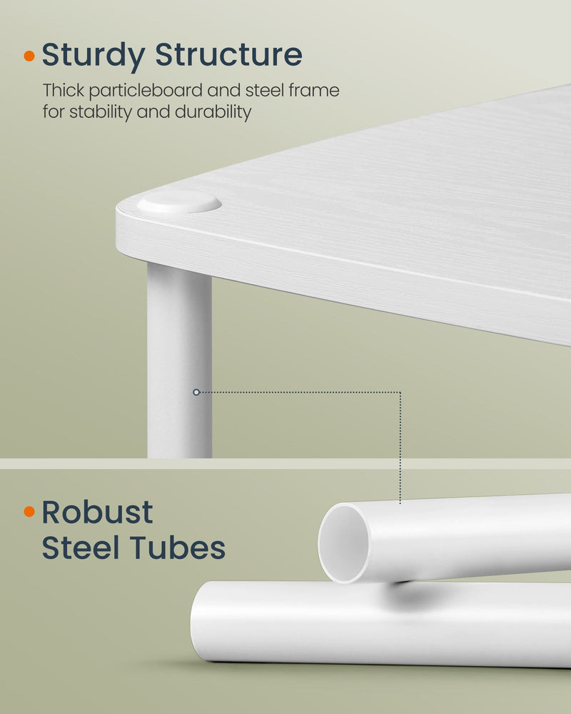 Modern White Side Table with Three Storage Shelves for Living Room or Bedroom by Songmics Home