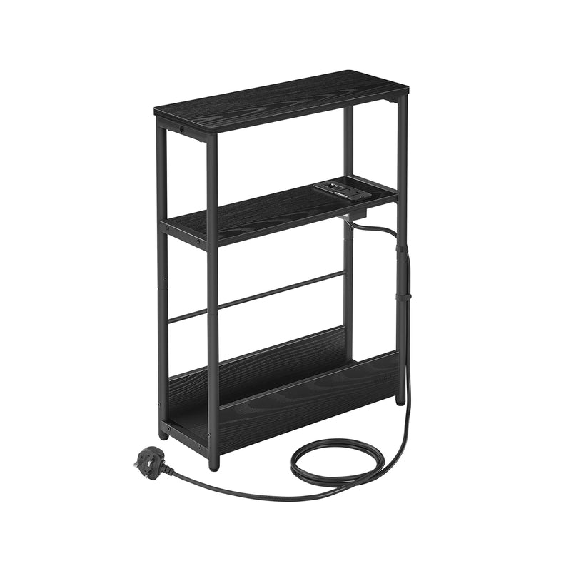 3 Tier Slim Side Table in Ebony and Ink Black for Small Spaces and Storage by Vasagle