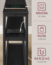 3 Tier Slim Side Table in Ebony and Ink Black for Small Spaces and Storage by Vasagle