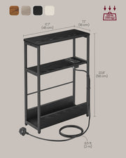 3 Tier Slim Side Table in Ebony and Ink Black for Small Spaces and Storage by Vasagle