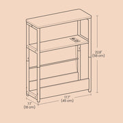 Narrow Side Table with USB Charging Station and 3 Tiers with Magazine Rack by Vasagle