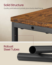 3 Tier Slim Side Table with USB Charging Station Rustic Brown and Black Finish by Vasagle