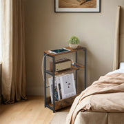 Narrow Side Table with USB Charging Station and Storage Shelves for Living Room by Vasagle
