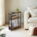 Narrow Side Table with USB Charging Station and Storage Shelves for Living Room by Vasagle