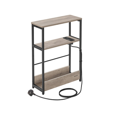 Slim 3 Tier Side Table in Heather Greige and Ink Black for Small Spaces by Vasagle