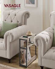 Slim 3 Tier Side Table in Heather Greige and Ink Black for Small Spaces by Vasagle