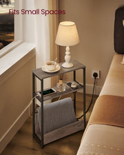 Slim 3 Tier Side Table in Heather Greige and Ink Black for Small Spaces by Vasagle