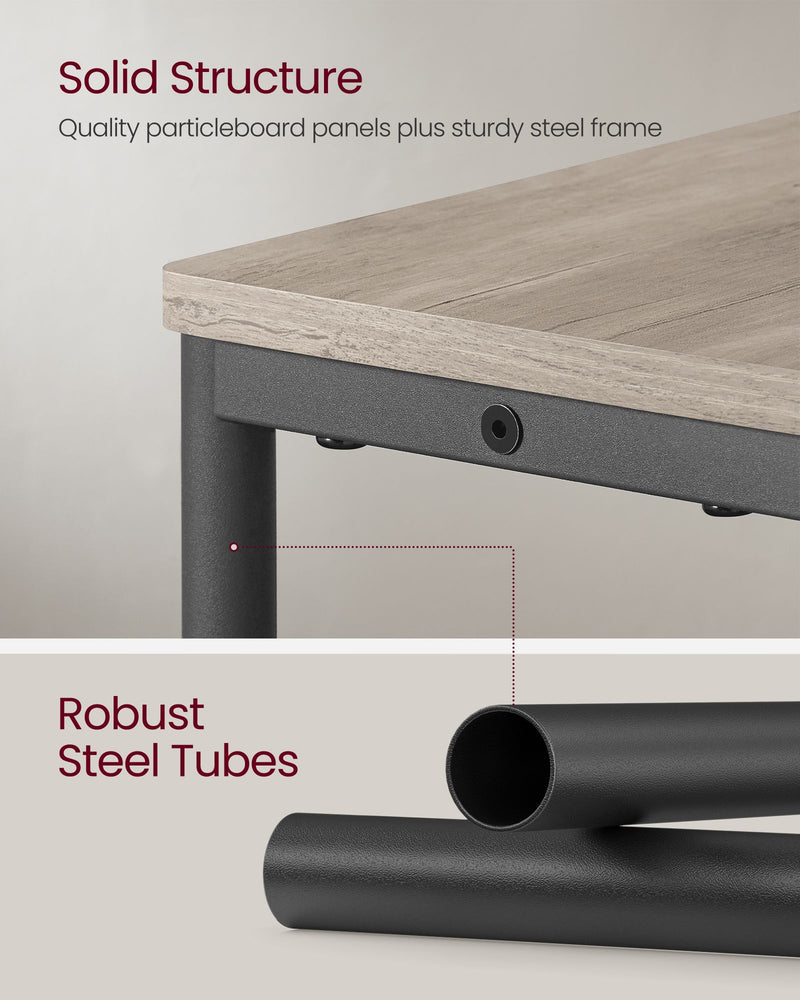 Slim 3 Tier Side Table in Heather Greige and Ink Black for Small Spaces by Vasagle