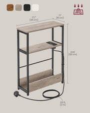 Slim 3 Tier Side Table in Heather Greige and Ink Black for Small Spaces by Vasagle