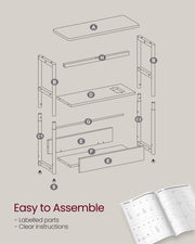 Slim 3 Tier Side Table in Heather Greige and Ink Black for Small Spaces by Vasagle