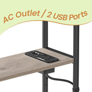Narrow Side Table with USB Charging Station and Storage Shelves for Living Room by Vasagle