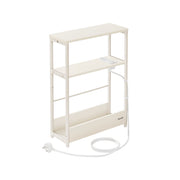 Cream White 3 Tier Slim Side Table Narrow Storage Shelf for Small Spaces by Vasagle