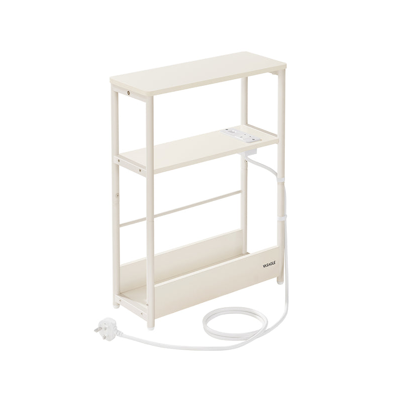Cream White 3 Tier Slim Side Table Narrow Storage Shelf for Small Spaces by Vasagle