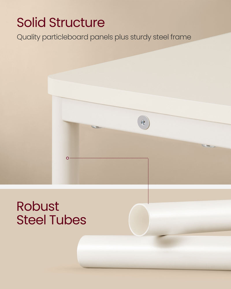 Cream White 3 Tier Slim Side Table Narrow Storage Shelf for Small Spaces by Vasagle