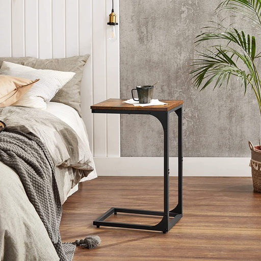 C Shaped Side Table with Sturdy Metal Frame for Sofa or Bedside Use by Vasagle