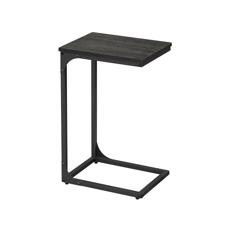 C Shaped Side Table in Ebonised Oak and Black for Living Room or Bedroom by Vasagle