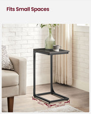 C Shaped Side Table in Ebonised Oak and Black for Living Room or Bedroom by Vasagle