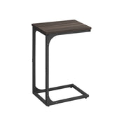 C Shaped Side Table with Metal Frame Chestnut Brown for Living Room or Bedroom by Vasagle