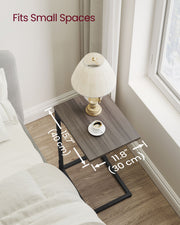 C Shaped Side Table with Metal Frame Chestnut Brown for Living Room or Bedroom by Vasagle