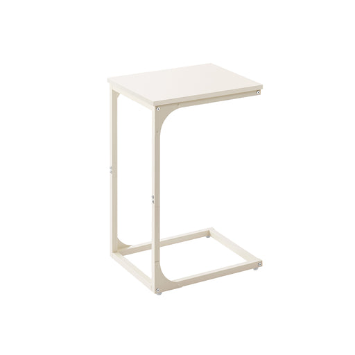 C Shaped Slim Side Table for Sofa or Bed with Metal Frame and Wood Top by Vasagle