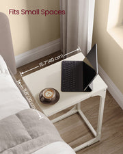 C Shaped Slim Side Table for Sofa or Bed with Metal Frame and Wood Top by Vasagle