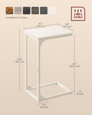 C Shaped Slim Side Table for Sofa or Bed with Metal Frame and Wood Top by Vasagle