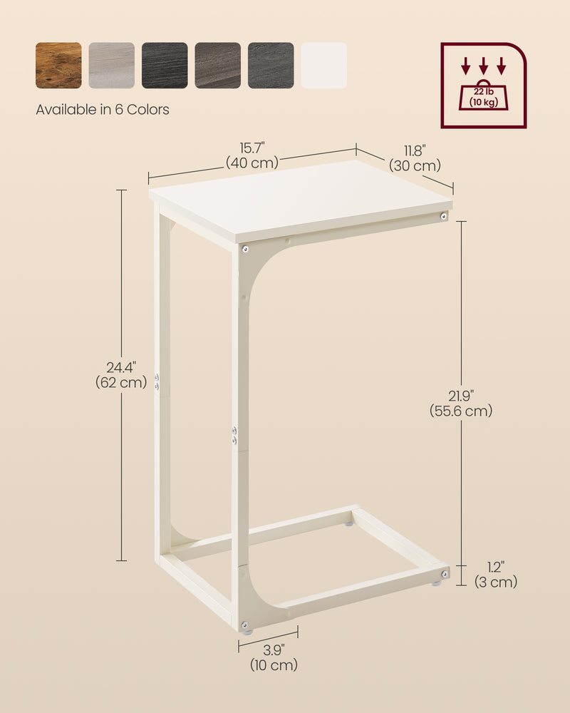C Shaped Slim Side Table for Sofa or Bed with Metal Frame and Wood Top by Vasagle